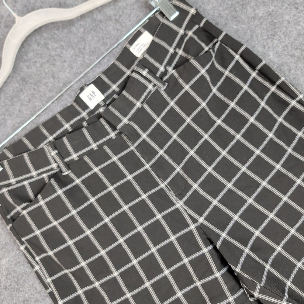 GAP Signature Skinny Ankle Pants 10 Tall Black White Windowpane Plaid Stretch